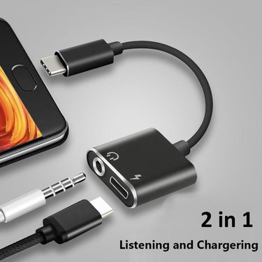 2-In-1 USB Type-C to 3.5mm Adapter and USB-C Charging Headphone Jack Aux Jack for Xiaomi Huawei Oneplus Samsung HTC from NSE Imports #2.